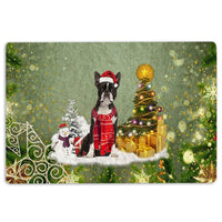 Snow Tree Welcome Mat, Boston Terrier Christmas Doormat, Merry Christmas Dog Doormat, Winter Pet Floor Mat, Dog Lover Holiday Present