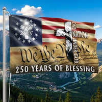 250 Years of Blessing Patriotic House Flag | 1776-2026 Eagle Cross Design | UV-Resistant Double-Sided Grommet Flag | American Heritage Decor
