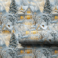 Snowy Christmas Cottage Gift Wrap, Winter Village Wrapping Paper, Comfy Holiday Town Wrapping Paper, Nostalgic Winter Present Present Packaging