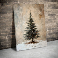 Rustic Snowy Pine Tree Poster, Vintage Christmas Tree Wall Art Print, Distressed Winter Evergreen Print, Holiday Wall Decor