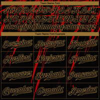 Custom Black Black Red-Old Gold 3D Pattern Design Authentic Baseball Jersey