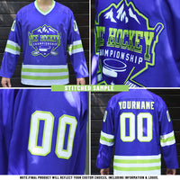 Custom Black Purple-White Lightning Hockey Lace Neck Jersey