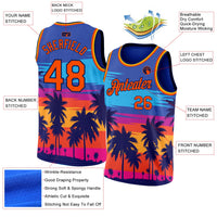 Custom Basketball Jersey - Royal Orange-Navy 3D Pattern Tropical Hawaii Palm Trees Authentic