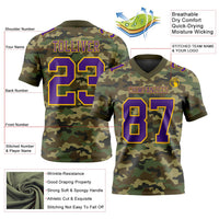 Custom Camo Purple-Yellow 3D Pattern Salute To Service Authentic Football Jersey