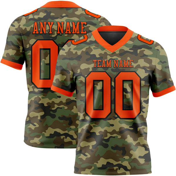Custom Camo Orange-Black 3D Pattern Salute To Service Authentic Football Jersey