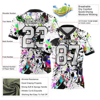 Custom Graffiti Pattern White-Black 3D Pattern Splash Authentic Football Jersey