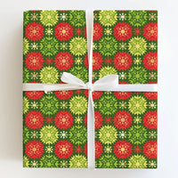 Festive Green Red Gift Wrap, Geometric Snowflake Christmas Wrapping Paper, Holiday Snowflake Wrapping Paper, Winter Season Gift Wrap