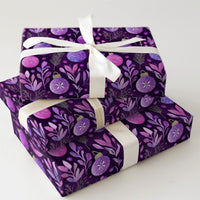 Watercolor Botanical Wrapping Paper, Purple Ornament Wrapping Paper, Elegant Christmas Wrapping Paper, Holiday Gift Wrap Roll
