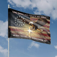 Patriotic Christian House Flag | 250 Years of Freedom USA 250th Anniversary Eagle and Cross | Double-Sided Premium Weatherproof Polyester | Premium American Pride Gift