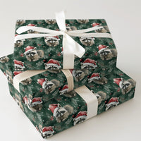 Woodland Animal Gift Wrap, Santa Hat Raccoon Wrapping Paper, Watercolor Christmas Wrapping Paper, Festive Winter Holiday Gift Wrap Paper