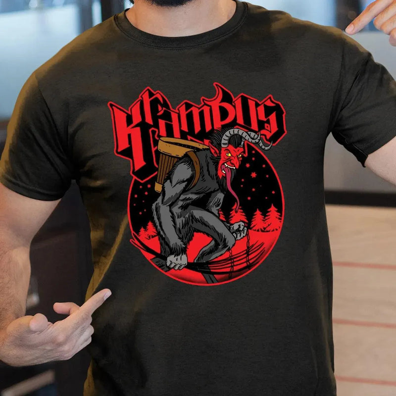 Holiday Folklore Graphic Shirt, Vintage Krampus T-Shirt, Retro Dark Christmas Tee, Creepy Winter Creature Shirt, Gothic Spooky Season Present