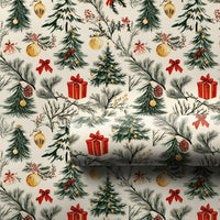 Christmas Tree Pinecone Gift Wrap, Vintage Botanical Wrapping Paper, Nostalgic Cream Holiday Wrapping Paper, Classic Winter Wrapping Paper