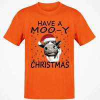 Humorous Holiday Cow Shirt, Have a Moo-y Christmas T-Shirt, Christmas Farmer Graphic Tee, Xmas Animal Lover T-Shirt, Holiday Present