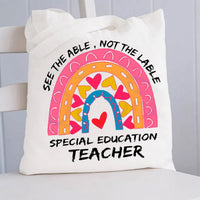 Special Education Heart Rainbow Tote Bag