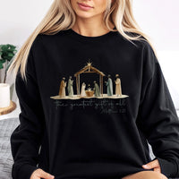 The Greatest Present of All Christian Crewneck, Nativity Scene Christmas Sweatshirt, Holy Night Nativity Sweater, Religious Holiday Present