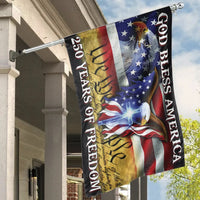 God Bless America House Flag | Patriotic Eagle & Cross 250 Years of Freedom Design | Double Sided Polyester | Outdoor Home Decor Gift