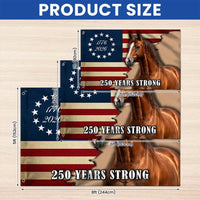 250 Years Strong Horse American Flag | 1776-2026 Commemorative Betsy Ross Design | Double-Sided Polyester House Flag | Patriotic Farm & Garden Decor