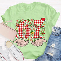 Candy Cane Snowflakes Christmas T-Shirt, Six to Seven Santa Hat Shirt, Festive Holiday Graphic Tee, Winter Xmas Shirt, Christmas Family Present