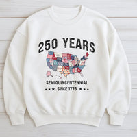 USA 250 Years Sweatshirt | Semiquincentennial Since 1776 Vintage Map Design | Soft Cotton Polyester Blend | Gift for American History Lovers