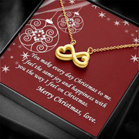 Gold Heart Infinity Pendant Necklace, Infinity Heart Necklace, Romantic Cable Chain Necklace, Christmas Jewelry Present for Wife or Girlfriend