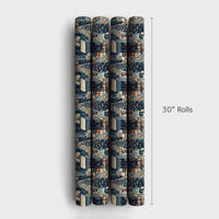 Yellow Taxi Cab Holiday Gift Wrap, Snowy City Christmas Wrapping Paper, Winter Street Scene Gift Wrap Paper, Urban Christmas Paper Rolls