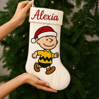 Velboa Holiday Stocking, Christmas Stocking, Comfy Fireplace Hanging Stocking, Festive Xmas Home Decor, Family Holiday Stocking Present