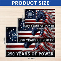 250 Years of Power Flag 1776-2026 | Patriotic Horse Americana House Flag | Double-Sided UV-Resistant Polyester | Commemorative Gift