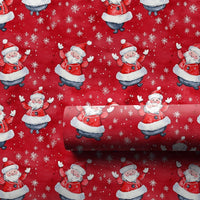 Santa Claus Gift Wrap, Waving Santa Christmas Wrapping Paper, Red Snowflake Wrapping Paper, Holiday Present Paper, Secret Santa Gift Wrap
