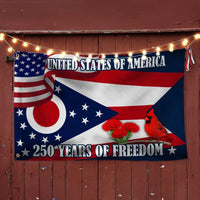 Ohio State Flag 250 Years of Freedom | Commemorative Americana House Flag | UV-Resistant Polyester | Patriotic Home Decor