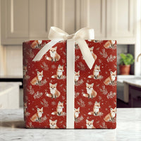 Watercolor Woodland Animal Gift Wrap, Winter Fox Wrapping Paper, Christmas Fox Holiday Paper, Red Fox Present Wrap, Adorable Woodland Gift Wrap