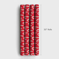Red Christmas Gift Wrap, Watercolor Candy Cane Wrapping Paper, Festive Holiday Wrapping Paper, Classic Xmas Present Paper Roll