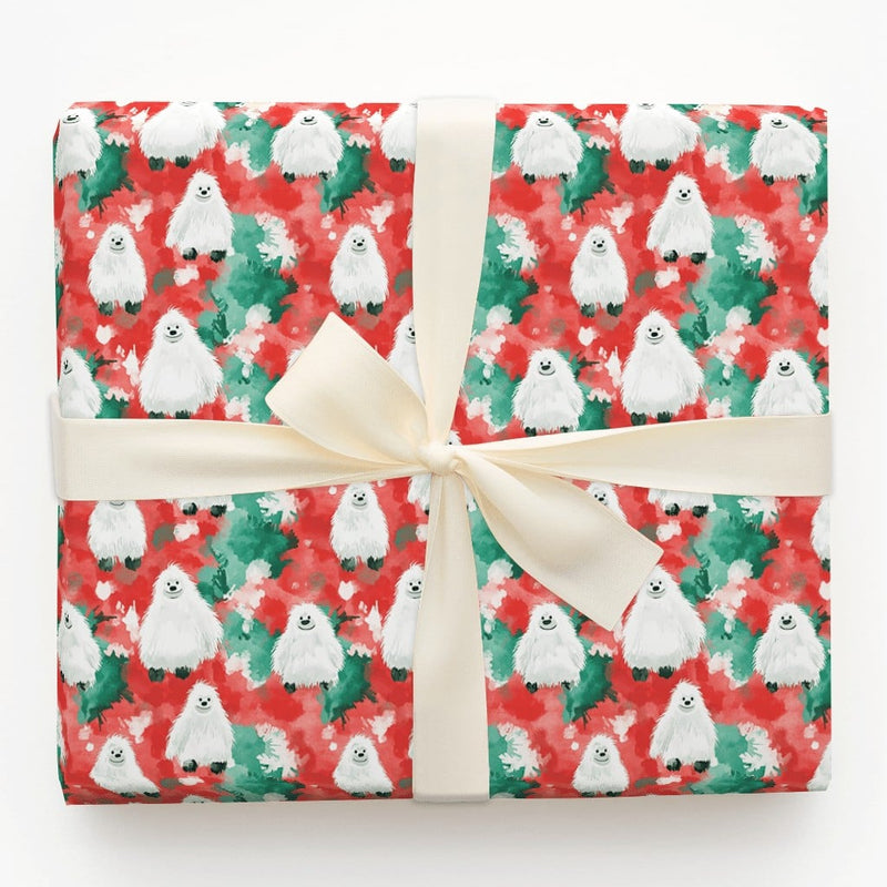 Abominable Snowman Holiday Gift Wrap, Adorable Yeti Christmas Wrapping Paper, Watercolor Yeti Wrapping Paper, Kids Festive Xmas Gift Wrap
