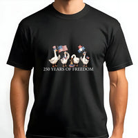 USA 250th Anniversary Goose T-Shirt | Patriotic Geese Celebrating 250 Years of Freedom | 100% Soft Breathable Cotton | Gift for History Buffs and Americana Lovers