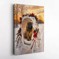 Holiday Dog Carriage Wall Art, Brussels Griffon Christmas Canvas, Fairy Tale Winter Dog Print, Christmas Pet Lover Canvas Decor
