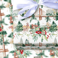Cityscape Christmas Gift Wrap, Columbus Ohio Skyline Wrapping Paper, Main Street Bridge Present Wrap, Local Ohio Festive Wrapping Paper