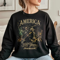 America 250 Years Sweatshirt | George Washington Abraham Lincoln Founding Fathers Art | Premium Cotton Polyester Blend | Patriotic Gift for History Lovers