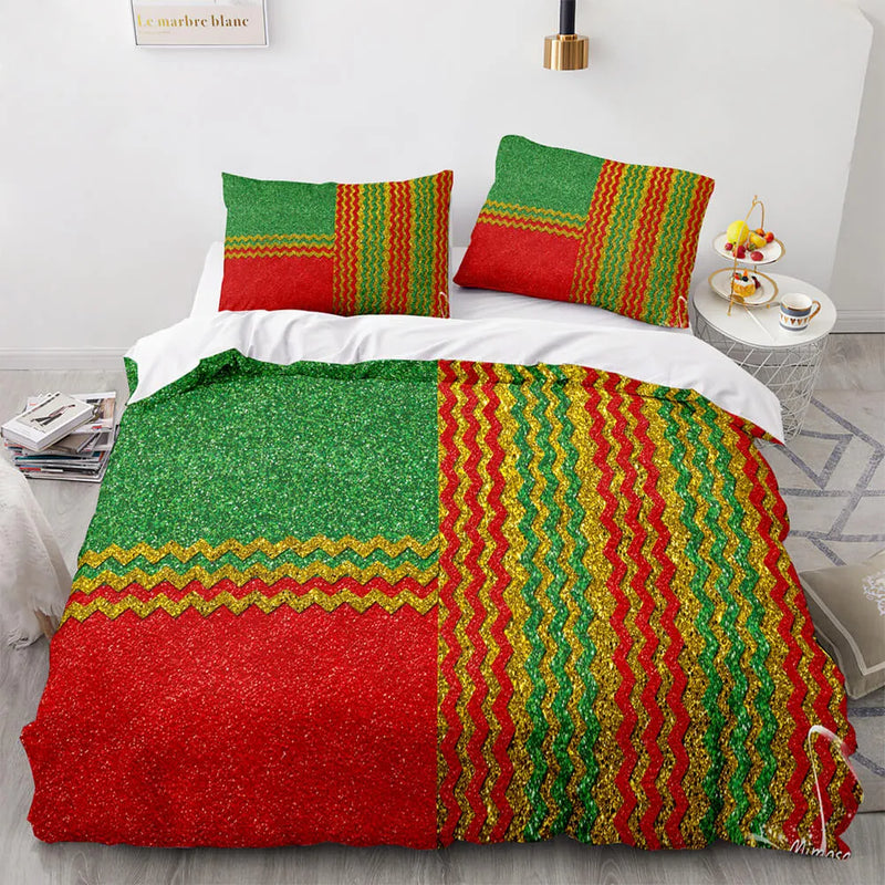 3D Geometric Holiday Bedding Set, Christmas Textured Chevron Duvet Cover Set, Modern Xmas Quilt Cover, Festive Home Decor Duvet Cover