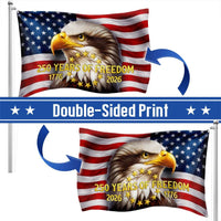 250 Years of Freedom American Flag | Bald Eagle 1776-2026 Commemorative House Flag | Double-Sided Polyester | Patriotic Home Decor Gift