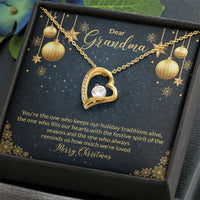 Dainty Gold Heart Pendant Necklace, Grandma Forever Love Necklace, Sparkling Cubic Zirconia Heart Necklace, Nana Christmas Jewelry Present