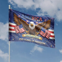 Patriotic Eagle House Flag | America 250 Years of Freedom Design | Double-Sided Weather-Resistant Polyester | Gift for Americana Collectors