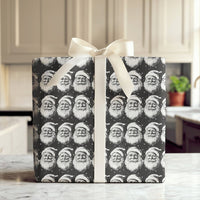 Black and White Santa Claus Gift Wrap, Vintage Santa Wrapping Paper, Retro Monochrome Wrapping Paper, Christmas Holiday Gift Wrap Paper