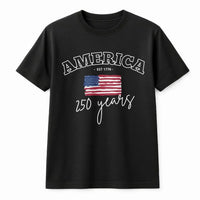 America 250 Years T-Shirt | Vintage American Flag Est 1776 Design | 100% Soft Breathable Cotton | Patriotic Gift for History Lovers