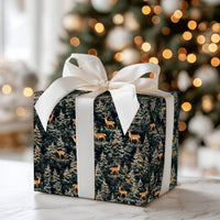 Rustic Deer Gift Wrap, Winter Woodland Wrapping Paper, Frosted Pine Wrapping Paper, Forest Stag Holiday Gift Wrap, Nature Christmas Paper
