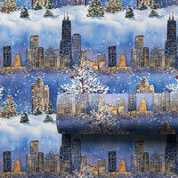 Willis Tower Snowy Gift Wrap, Chicago Skyline Christmas Wrapping Paper, Winter City Holiday Wrapping Paper, Chicago Lover Present Wrap Roll