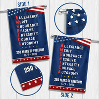 250 Years of Freedom Garden Flag | AMERICA Acrostic Patriotic Design | Double-Sided Polyester | 1776-2026 Commemorative Gift
