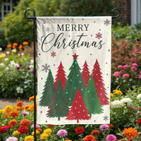 Festive Holiday Yard Flag, Merry Christmas Trees Garden Flag, Winter Porch Lawn Flag, Outdoor Christmas Flag Decor, Seasonal Holiday Present