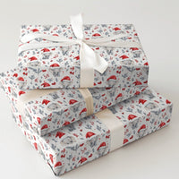 Santa Hat Animal Gift Wrap, Adorable Baby Elephant Christmas Wrapping Paper, Winter Foliage Baby Elephant Wrapping Paper, Holiday Wrapping Paper