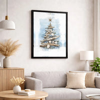 Driftwood Seashell Canvas Print, Coastal Christmas Tree Canvas Wall Art, Beachy Holiday Wall Decor, Nautical Christmas Canvas, Xmas Present
