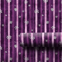 Watercolor Stripe Gift Wrap, Purple Snowflake Christmas Wrapping Paper, Plum and Lavender Winter Gift Wrap, Holiday Gift Wrapping Paper