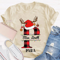 P Is for Para Holiday Shirt, Personalized Para Santa Hat Christmas T-Shirt, Paraprofessional Christmas Tee, Adorable Para Xmas Graphic Shirt